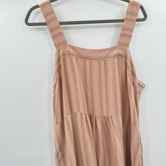 Patagonia W's Garden Island Dress Sz XL Peach Stripe Maxi Button Back Beachy - Picture 5 of 13